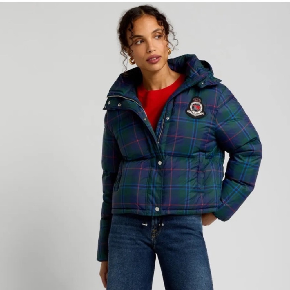 Ralph Lauren Blue and Green Plaid Puffer Jacket NWT
